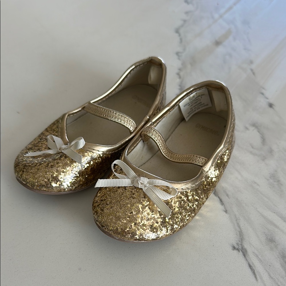 Gold Glitter Kids Ballet Flats